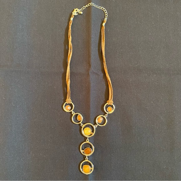 Lia Sophia Retired ALEX Silver & Amber Tone Style B19 Necklace With Original Box - Picture 5 of 10